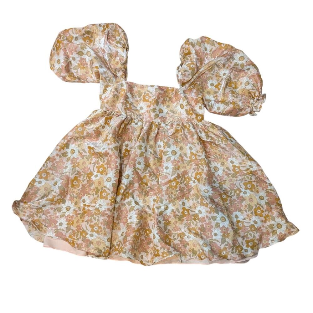 Storia Floral Shimmery Babydoll Mini Dress Size S